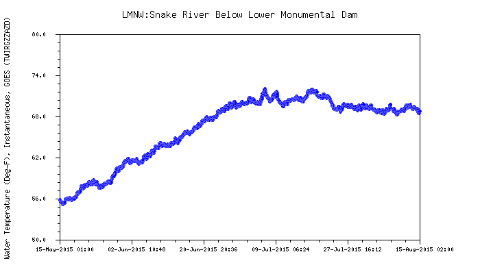 Graphic: Snake River water temperature below Lower Monumental dam.