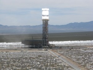 Ivanpah Solar Energy Generating System in the Mojave Desert, a vast array of mirrors that makes it the world's largest solar project of its kind.