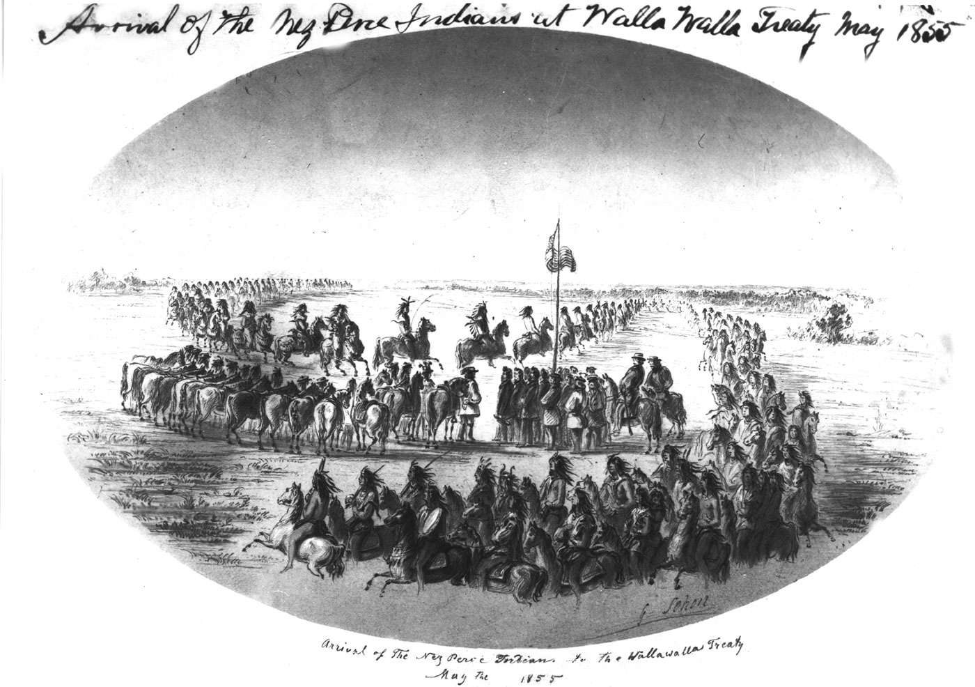 Historic Image: Arrival of Nez Perce Indians at the Walla Walla Treaty, Medicine Creek May 1855