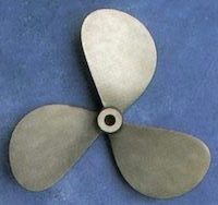 A round propellor is a typical form of barge propulsion.