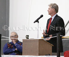 Bill Drummond, director of the Western Montana Transmission Group, was the keynote speaker at the 23rd annual MVP customer appreciation dinner. (B.L. Azure photo)