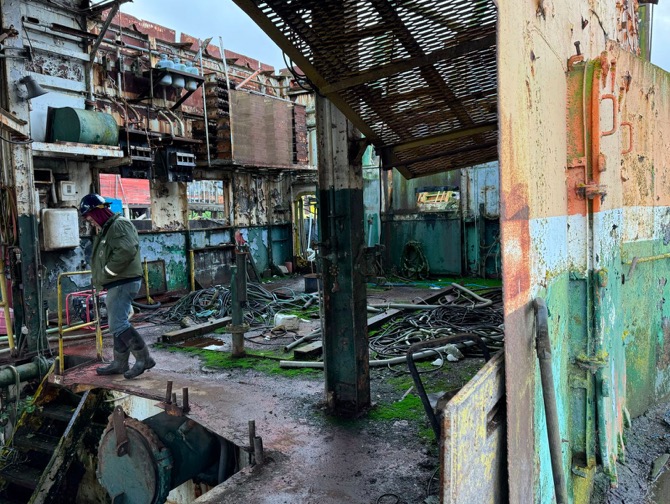 A 100-foot hunk of peeling paint and rusting metal will now be dismantled instead of threatening the Columbia River.  The abandoned dredge Herb Anderson, which had been deteriorating outside the community of Rainier for over two decades, is set to be dismantled, says the Oregon Department of State Lands. (Oregon State Lands photo)