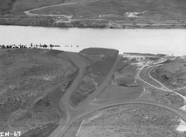 Construction of Ice Harbor Lock and Dam, upstream of the Tri-Cities on the Snake River started in 1956 and it was dedicated by Vice President Lyndon B. Johnson on May 9, 1962