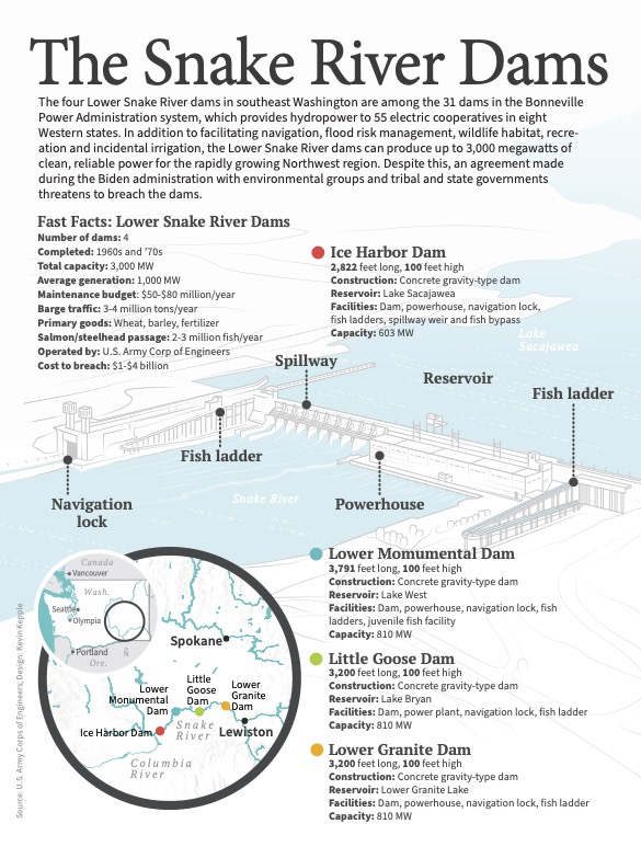 Info-Graphic: Lower Snake River dams infographic by (Cooperative.com, NRECA)