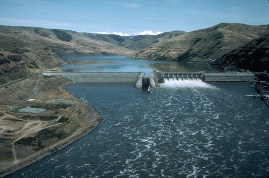 Lower Granite Dam impounds the Lower Snake River some forty miles up to the Idaho border.