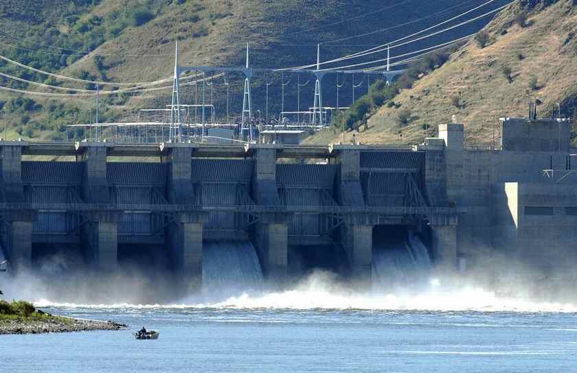 Water spills at Lower Granite Dam, one of the four dams on the lower Snake River. (Lewiston Tribune photo)