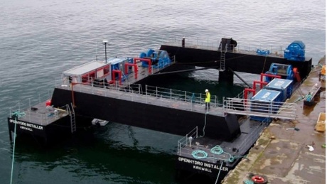 The 2 350-ton turbines could be installed in 2014 if they receive final approval. This barge could be used to do the job.