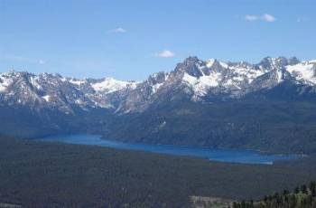 An aerial view of Redfish Lake from the southeast.