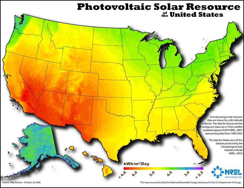 Graphic: Photovoltaic Solar Resource of the United States.