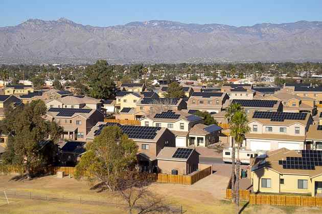 SolarCity panels installed on homes at the Davis Monthan Air Force Base near Tucson, Arizona