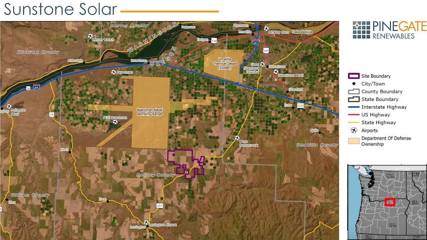 North Carolina-based Pine Gate Renewables has filed its application with the state to build a 1,200 megawatt solar energy and energy storage facility near Boardman.