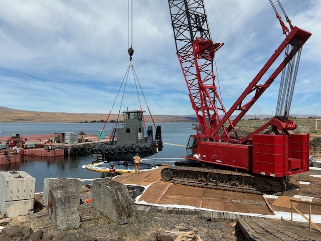 Contractor tug recovered from Columbia River near Priest Rapids Dam.