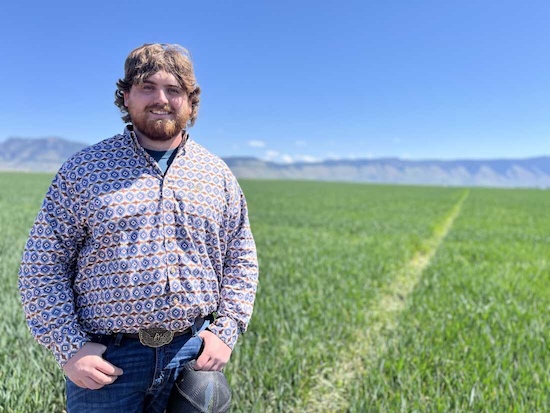Paul Reed, 20, is poised to take over his family's wheat, turf and canola farm near La Grande, Ore., when his uncle retires. (Kirk Siegler/NPR)