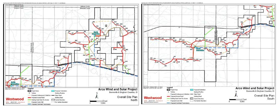 The Arco Wind project plans to encompass about 32,000 acres in Bingham and Bonneville counties, beginning 13 miles west of Idaho Falls and extending across both sides of U.S. Highway 20 to the edge of the INL near East Butte.