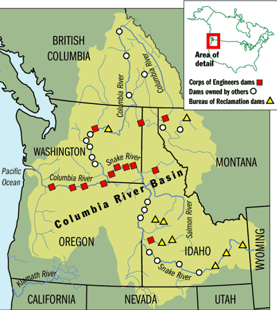 Columbia River basin map