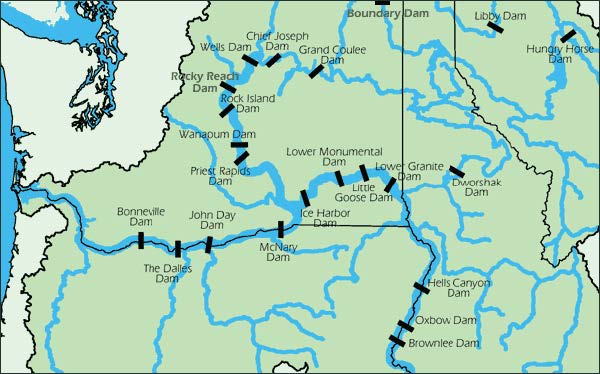 Columbia and Snake River dams in the U.S. (photo: NW Council)