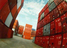 Intermodal containers stack up at Los Angeles/Long Beach Marine Exchange