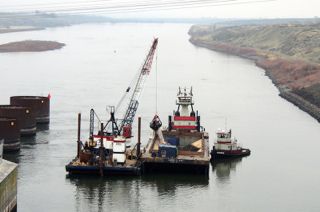This dredge started work on Monday to remove a shoal near the lock entrance to Ice Harbor Dam on the lower Snake River.