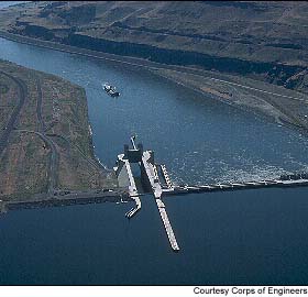 Lower Mounumental Dam in the southeast corner of Washington on the Snake River.
