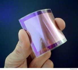 Nanosolar coatings are as thin as a layer of paint and can tranfer sunlight into power quite efficiently.