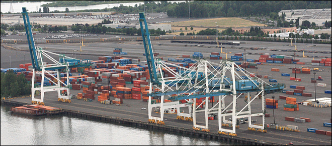  (AP Photo/Rick Bowmer) The Port of Portland's Terminal 6 is shown Friday, June 29, 2012, in Portland, Ore.